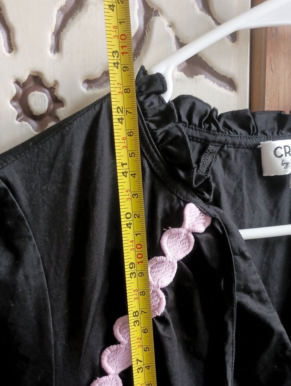 Crosby By Mollie Burch Black, Pink & Tan Tiered Women's Dress with Scallop Trim - Picture 2 of 10